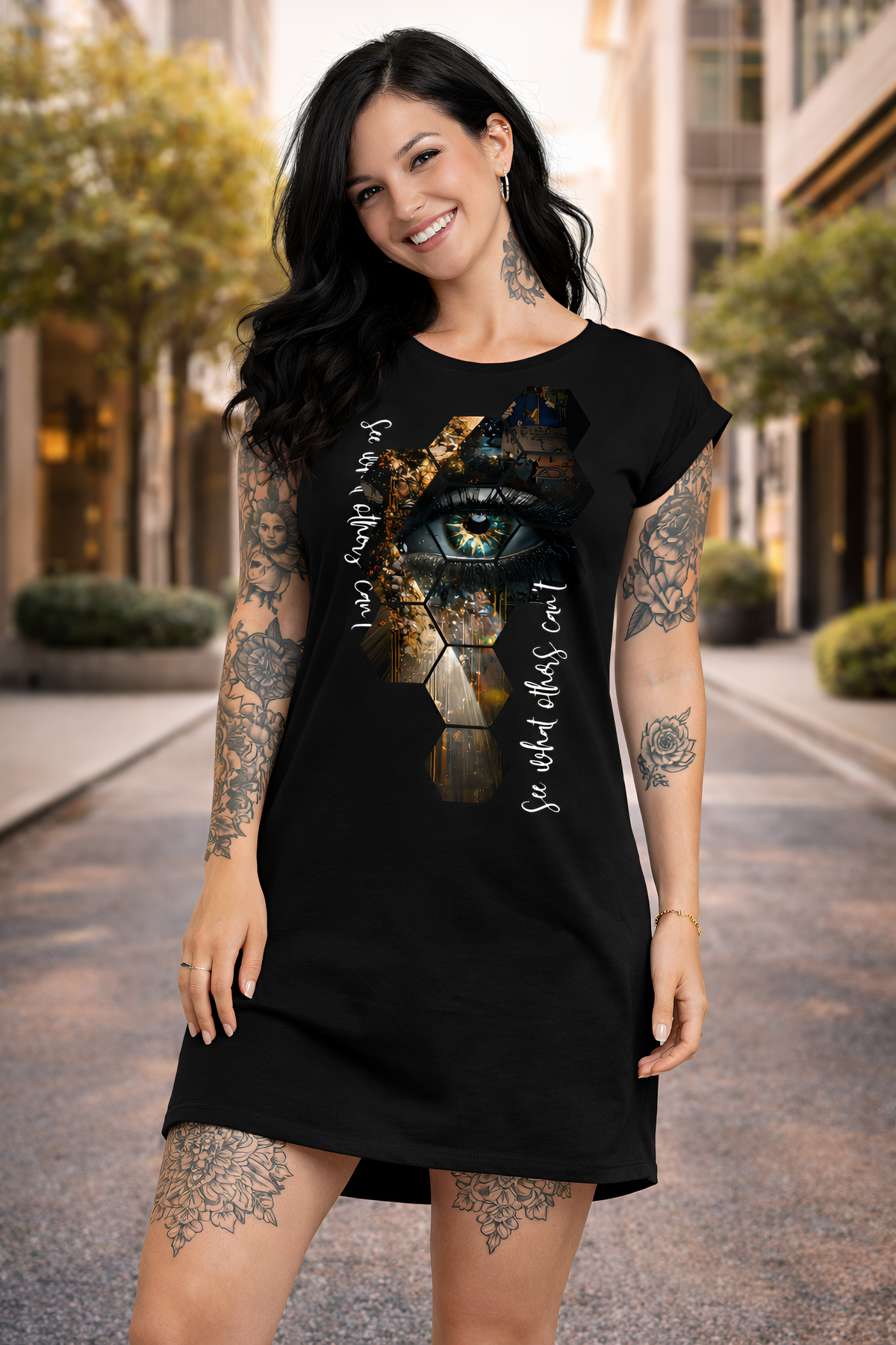 T-Shirt Kleid "See what others can't"